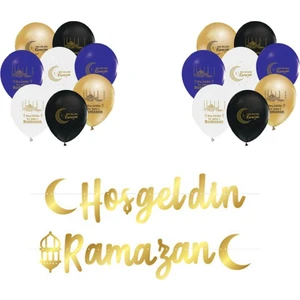 Hayaller Dükkanı Ramazan Süsleri Set 20 Adet Ramazan Balon ve Hoşgeldin Ramazan Set