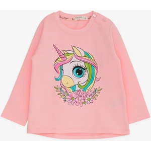 Kız Çocuk Uzun Kollu Tişört Unicorn Baskılı 1.5-5 Yaş, Pembe