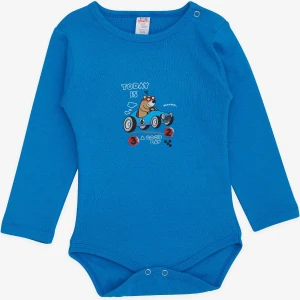 Erkek Bebek Çıtçıtlı Zıbın Body Havalı Ayıcık Baskılı 9 Ay-3 Yaş, Saks Mavisi