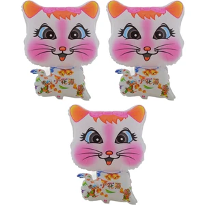 Hit Dükkan Beyaz Kedi 3 Adet Büyük Boy 41 x 54 cm Folyo Balon (Helyum) No:17
