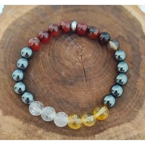 Kristal Kuvars-Sitrin-Akik-Hematit Doğaltaş Vücut Bağışıklık Bileklik Unisex