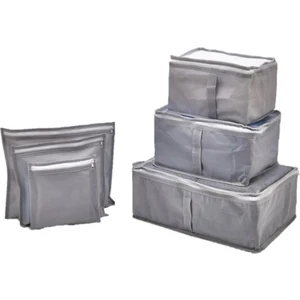 6'lı Set Bavul İçi Düzenleyici, Bavul Organizer, Valiz Düzenleyici Hurç - Gri -