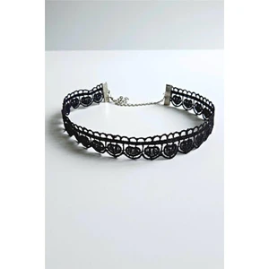 Petek Aksesuar Gotik Siyah Dantel Güpür Choker Kolye