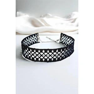 Petek Aksesuar Gotik Siyah Dantel Güpür Choker Kolye