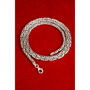 Encili Silver 925 Ayar Gümüş  60 cm Kral Zincir Yuvarlak Model Kolye