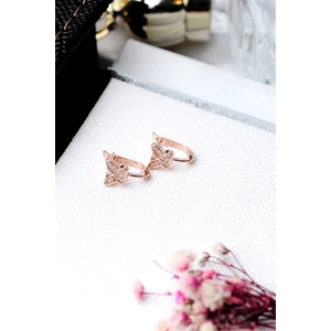 Encili Silver 925 Ayar Gümüş Taşlı Kelebek Model Rose Renk Çocuk J Küpe