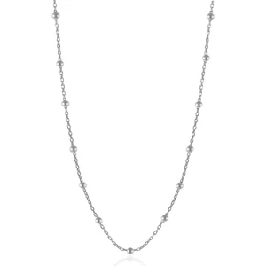 Kadın Gümüş Top Top Zincir Beyaz Altın Kaplama Toplu Kolye 1.2mm Mücevher