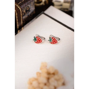 Encili Silver 925 Ayar Gümüş Çilek Model Çocuk J Küpe