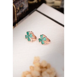 Encili Silver 925 Ayar Gümüş Yeşil Yonca Model Çocuk J Küpe