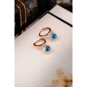 Encili Silver 925 Ayar Gümüş Nazar Boncuklu Halka Model Küpe