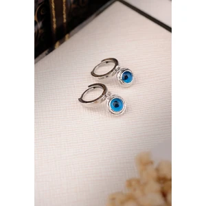 Encili Silver 925 Ayar Gümüş Nazar Boncuklu Halka Model Küpe