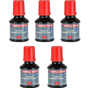BT30 Yazı Tahtası Kalemi Mürekkebi 30 ml 5 Li Set Kırmızı
