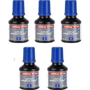 BT30 Yazı Tahtası Kalemi Mürekkebi 30 ml 5 Li Set Mavi