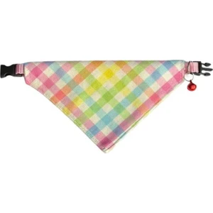 Coco Pet Renkli Kare Desenli Ayarlanabilir Fular Bandana Kedli Tasması