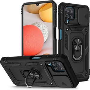 Samsung Galaxy A42 5g Telefon Kapak Halkası Kickstand Çok Koruma Koruma Cep Telefonu Kılıf Kart Tutucu Sürgülü Kamera Kapağı (Yurt Dışından)