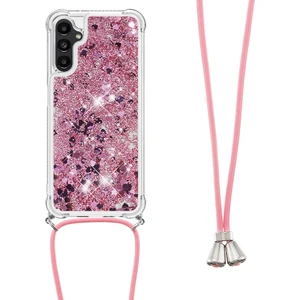 Samsung Galaxy A14 Için Yb Quicksand Serisi-4 5g Açık Işıltı Hareketli Quicksand Case Yumuşak Tpu Koruyucu Telefon Kapağı Kordonlu (Yurt Dışından)