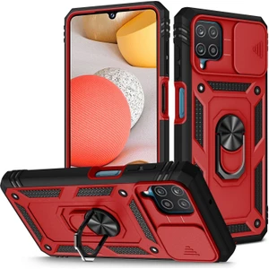 Samsung Galaxy A42 5g Telefon Kapak Halkası Kickstand Çok Koruma Koruma Cep Telefonu Kılıf Kart Tutucu Sürgülü Kamera Kapağı (Yurt Dışından)