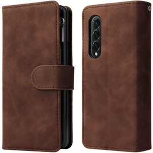 Samsung Galaxy Z Fold4 Için 5g Çoklu Kart Yuvaları Fermuar Pa Pu Deri Telefon Stand Örneği Manyetik Toka Cüzdan Kapağı (Yurt Dışından)