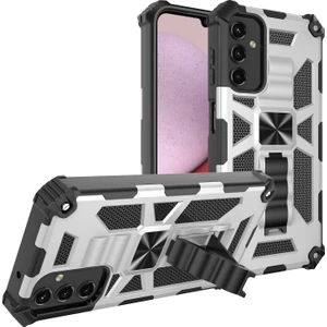 Samsung Galaxy A14 Için 5g Şok Geçirmez Telefon Kapağı Kickstand Yumuşak Tpu+Sert Pc Askeri Çift Katman Koruma Geri Kılıf Dahili Manyetik Metal Sayfası (Yurt Dışından)