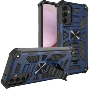 Samsung Galaxy A14 Için 5g Şok Geçirmez Telefon Kapağı Kickstand Yumuşak Tpu+Sert Pc Askeri Çift Katman Koruma Geri Kılıf Dahili Manyetik Metal Sayfası (Yurt Dışından)