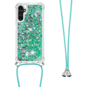 Samsung Galaxy A14 Için Yb Quicksand Serisi-4 5g Açık Işıltı Hareketli Quicksand Case Yumuşak Tpu Koruyucu Telefon Kapağı Kordonlu (Yurt Dışından)