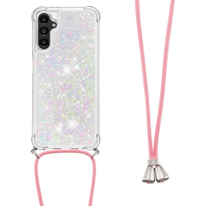 Samsung Galaxy A14 Için Yb Quicksand Serisi-4 5g Açık Işıltı Hareketli Quicksand Case Yumuşak Tpu Koruyucu Telefon Kapağı Kordonlu (Yurt Dışından)