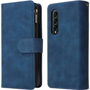 Samsung Galaxy Z Fold4 Için 5g Çoklu Kart Yuvaları Fermuar Pa Pu Deri Telefon Stand Örneği Manyetik Toka Cüzdan Kapağı (Yurt Dışından)