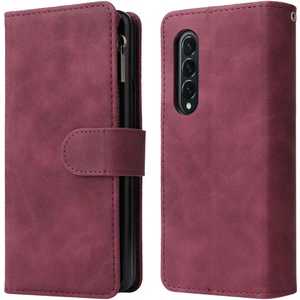 Samsung Galaxy Z Fold4 Için 5g Çoklu Kart Yuvaları Fermuar Pa Pu Deri Telefon Stand Örneği Manyetik Toka Cüzdan Kapağı (Yurt Dışından)