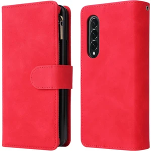 Samsung Galaxy Z Fold4 Için 5g Çoklu Kart Yuvaları Fermuar Pa Pu Deri Telefon Stand Örneği Manyetik Toka Cüzdan Kapağı (Yurt Dışından)