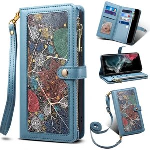 Samsung Galaxy S22 Ultra 5g Deri Foli Flip Cover Rfıd Engelleme Cüzdanı Stand ile (Yurt Dışından)