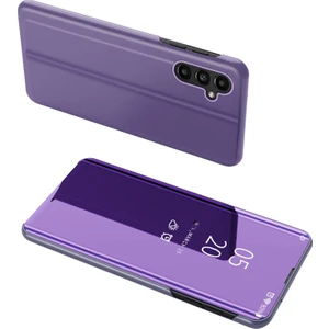 Samsung Galaxy A14 Için 5g Pencere Pu Pu Deri Kılıf Standını Görüntüle Ayna Elektraptaşlama Telefon Kapak Koruyucu (Yurt Dışından)