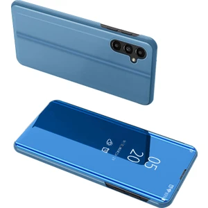 Samsung Galaxy A14 Için 5g Pencere Pu Pu Deri Kılıf Standını Görüntüle Ayna Elektraptaşlama Telefon Kapak Koruyucu (Yurt Dışından)