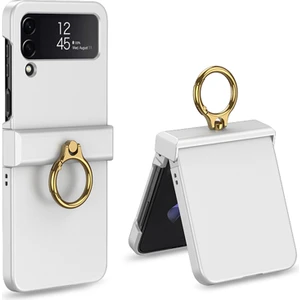 Samsung Galaxy Z Flip4 Için Gkk 5g Menteşe Koruma Telefon Kılıfı Sert Pc Metal Yüzük Tutucu Kickstand Slip Olmayan Şok Geçirmez Kapak (Yurt Dışından)