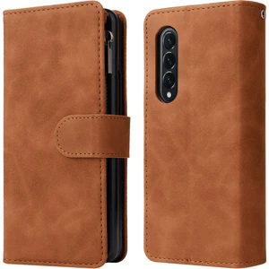 Samsung Galaxy Z Fold4 Için 5g Çoklu Kart Yuvaları Fermuar Pa Pu Deri Telefon Stand Örneği Manyetik Toka Cüzdan Kapağı (Yurt Dışından)