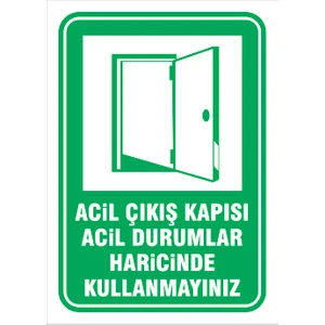 Vizyon Trafik Acil Çıkış Kapılarını Acil Durumlar Içindir - Isg Levhası  15X21 cm Sticker