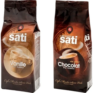 Les Cafes Sati  Öğütülmüş Vanilya Aromalı Filtre  Kahve 250GR+LES Cafes Sati Öğütülmüş Çikolata Aromalı Filtre Kahve 250 gr