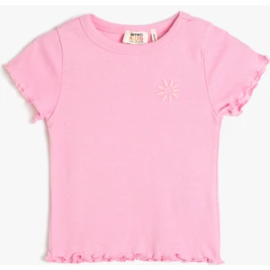 Basic Crop Tişört Kısa Kollu Bisiklet Yaka Pamuklu