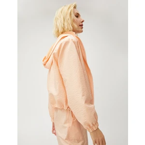 Oversize Crop Ceket Kapüşonlu Cepli