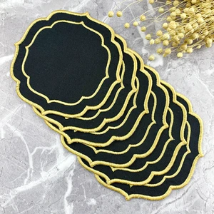 Siyah Renkli Gold Çift Sargı Nakışlı 6'lı Kokteyl Peçetesi