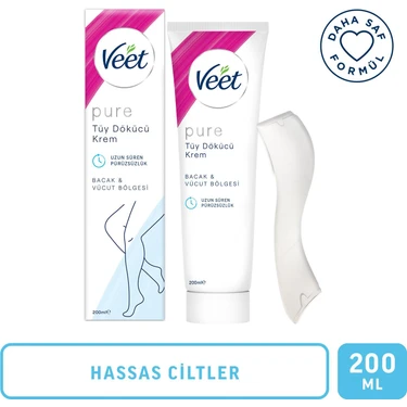 Veet Pure Tüy Dökücü Krem 200 ml Hassas Ciltlere Özel Amonyaksız Ferah Kokulu Dermatolojik