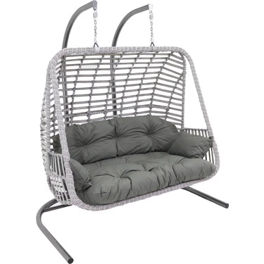 Monalin Home Garden Kudüs Rattan El Örgüsü Çift Kişilik Balkon Teras Bahçe