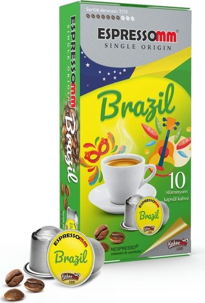 ESPRESSOMM Espressomm® Single Origin Brazil Alüminyum Kapsül Kahve Nespresso® Uyumlu Espresso 50 Adet
