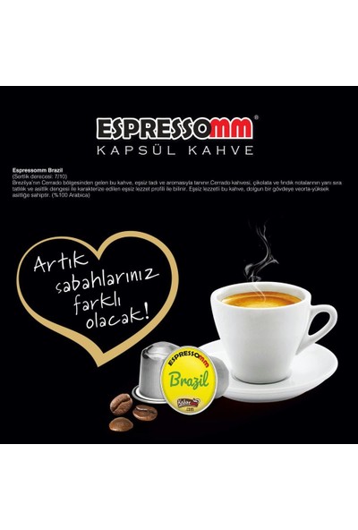 ESPRESSOMM Espressomm® Single Origin Brazil Alüminyum Kapsül Kahve Nespresso® Uyumlu Espresso 50 Adet