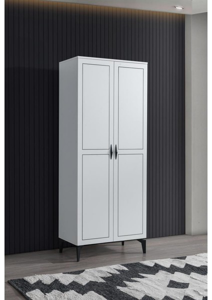Çizgi 2 Kapılı Gardırop Elbise Dolabı 80X47X200CM