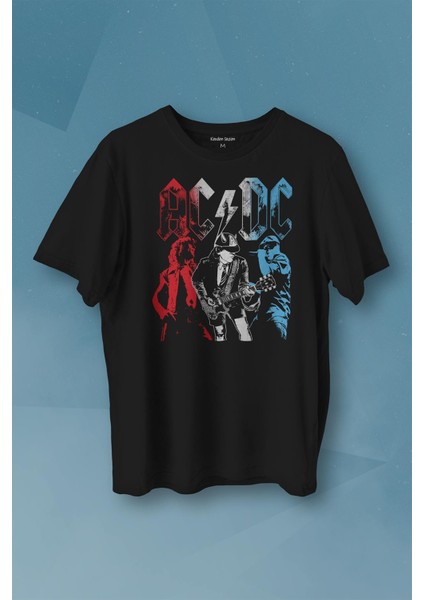 Ac Dc Kırmızı Bordo Gri Mavi Angus ve Malcolm Young Rock'n Roll Baskılı Tişört Unisex T-Shirt10