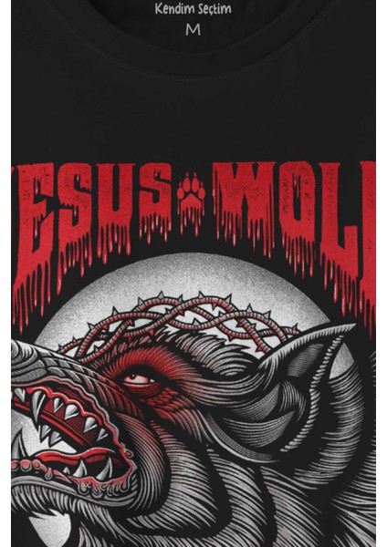 Jesus Wolf Kurt Kafası Kırmızı Baskılı Tişört Unisex T-Shirt10 fiyatları