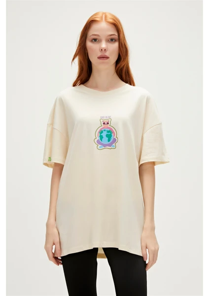 Bad Bear Re-Save Recycle Marshmallow Beyaz T-Shirt Baskılı Kadın Tişört10