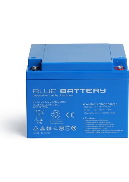 Blue Battery 12 Volt 26 Amper Bakımsız Kuru Akü, Ups Aküsü