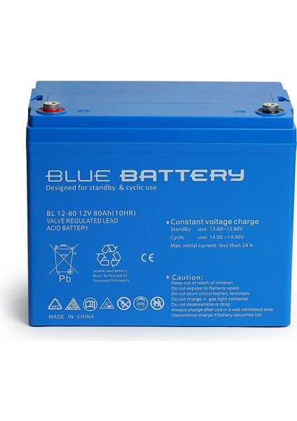 Blue Battery 12 Volt 80 Amper Bakımsız Kuru  Akü , Ups Aküsü