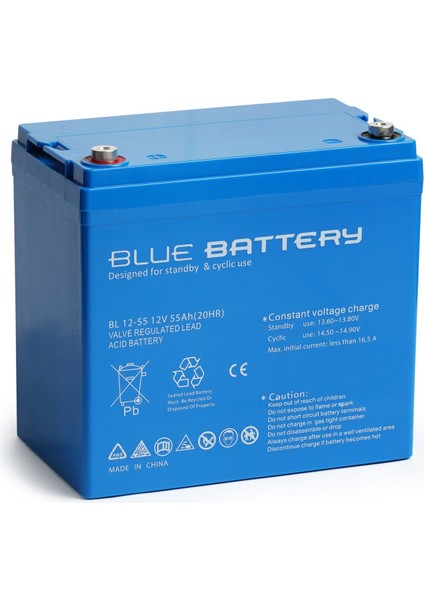 Blue Battery 12 Volt 55 Ah Bakımsız Kuru Akü , Ups Aküsü